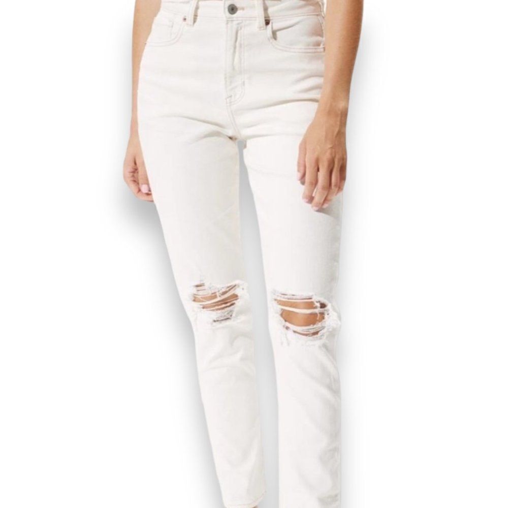 High Rise White Denim Straight Leg Jeans NWT